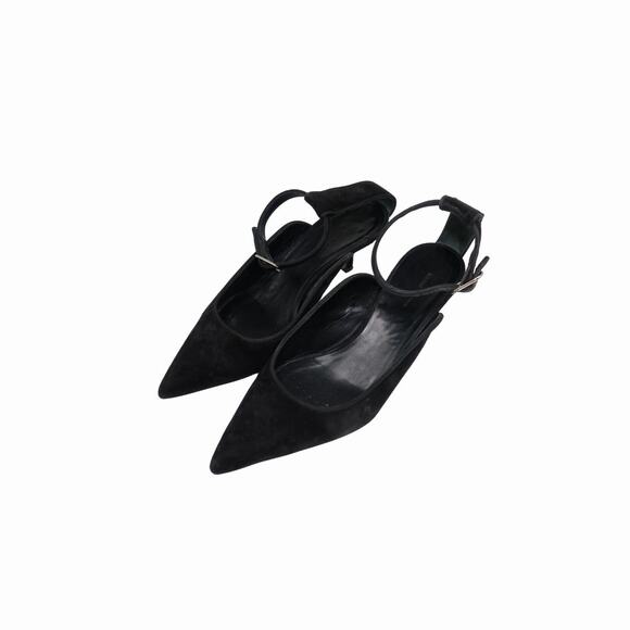 Khaite Suede Pointed Toe Sterling Heel Pumps Black Women's Size 39.5 - Picture 3 of 9